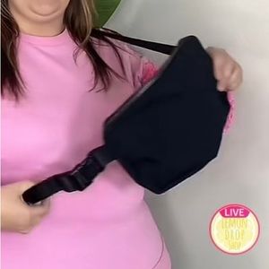 Beautiful brand new still packaged lemon drop shop extra large black belt bag